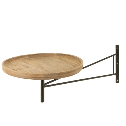 Tablette murale pivotante en bois naturel et métal noir 55x30.5x111 cm