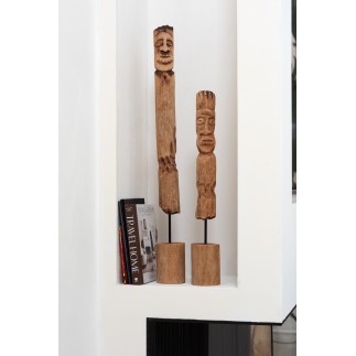 Conjunto de 3 tótems de pie en madera natural de 10x10x86 cm