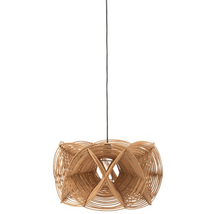 Abat-jour suspendu vagues en rotin naturel 50x50x25cm