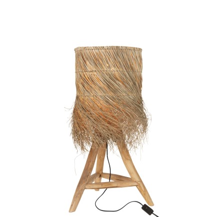 Lámpara trípode de madera natural 48x48x66.5 cm