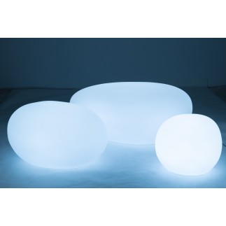 Mesa exterior LED de plástico blanco 111x80x50 cm