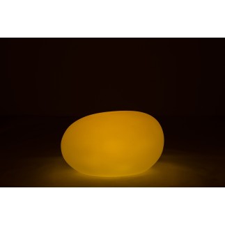 Lámpara LED exterior roca redonda de plástico blanco 83x62x65 cm.
