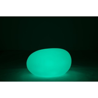 Lámpara LED exterior roca redonda de plástico blanco 83x62x65 cm.