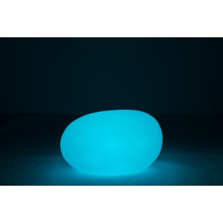 Lámpara LED exterior roca redonda de plástico blanco 83x62x65 cm.