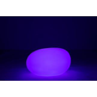 Lámpara LED exterior roca redonda de plástico blanco 83x62x65 cm.