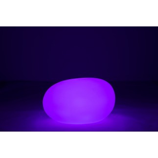 Lámpara LED exterior roca redonda de plástico blanco 83x62x65 cm.