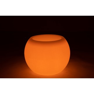 Lampe LED exterieur pot de fleur en plastique blanc 54x54x43 cm