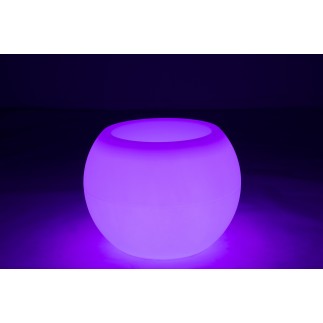 Lampe LED exterieur pot de fleur en plastique blanc 54x54x43 cm