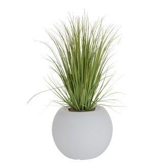 Lampe LED exterieur pot de fleur en plastique blanc 54x54x43 cm