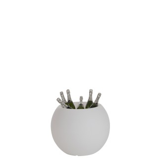 Lampe LED exterieur pot de fleur en plastique blanc 54x54x43 cm