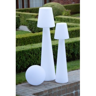 Lampe LED exterieur boule ronde en plastique blanc 50x50x49 cm