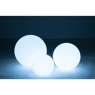 Lámpara LED exterior bola redonda de plástico blanco 39x39x38 cm