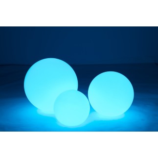 Lámpara LED exterior bola redonda de plástico blanco 39x39x38 cm
