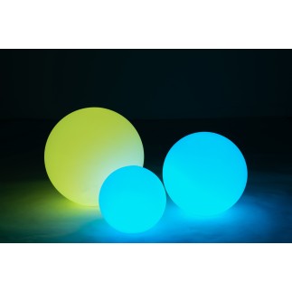 Lámpara LED exterior bola redonda de plástico blanco 39x39x38 cm