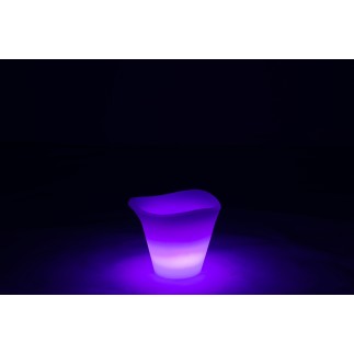 Lampe LED extérieur en forme de seau en plastique blanc 34x34x28 cm