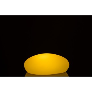 Lámpara LED exterior en forma de piedras de plástico blanco de 40x32x18 cm
