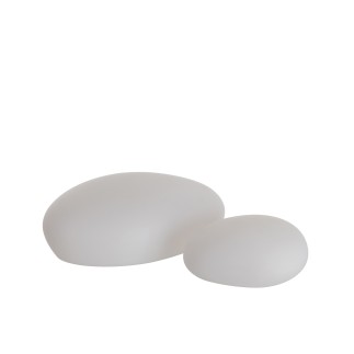 Lámpara LED exterior en forma de piedras de plástico blanco de 40x32x18 cm