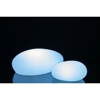 Lámpara LED exterior en forma de piedras de plástico blanco de 40x32x18 cm