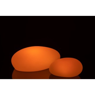 Lámpara LED exterior en forma de piedras de plástico blanco de 40x32x18 cm