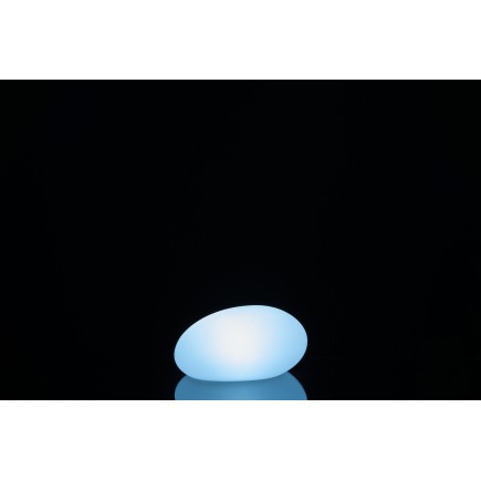 Lampe LED extérieur en forme de cailloux en plastique blanc 19x24x12 cm