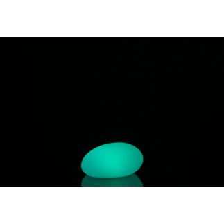 Lampe LED extérieur en forme de cailloux en plastique blanc 19x24x12 cm