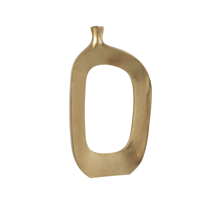 Vase ovale troué en métal doré 24x6x46 cm Vase ovale troué en métal doré 24x6x46 cm