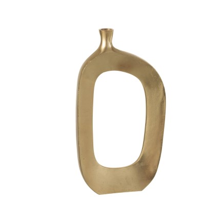 Vase ovale troué en métal doré 24x6x46 cm