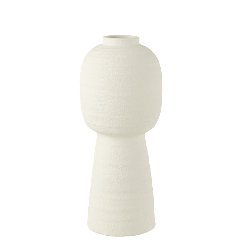 Vase lanterne en céramique blanc 21.5x21.5x50 cm