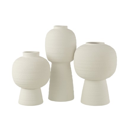 Vase lanterne en céramique blanc 21.5x21.5x50 cm