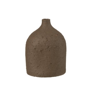 Vase col bouteille en céramique marron 15x15x20 cm