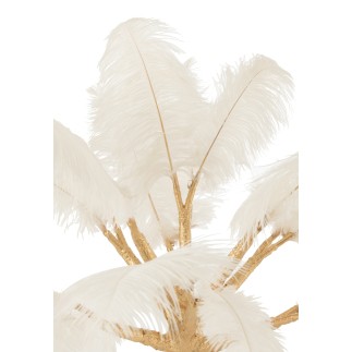 Arbre plumes avec pied en métal or 90x90x120 cm