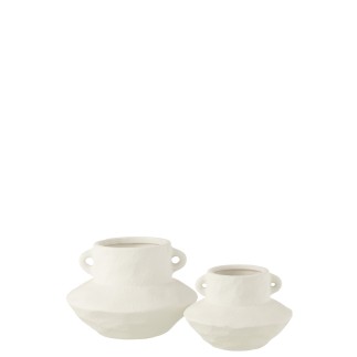 Vase en céramique blanc 26x26x18 cm