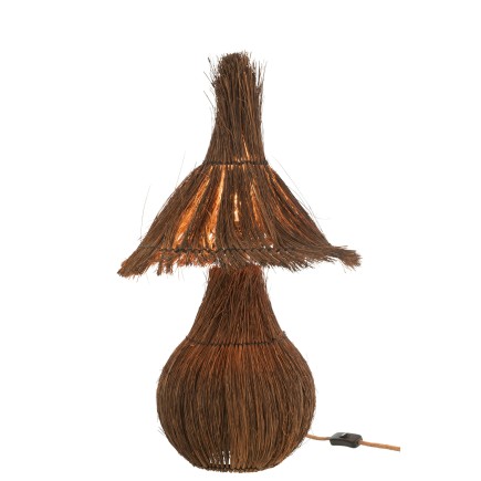 Lampe de table en raphia marron 35x35x61 cm