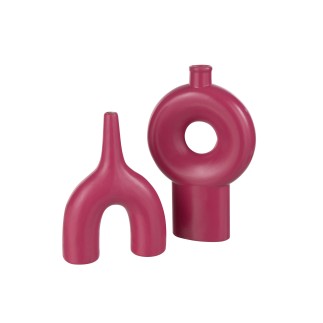 Vase abstrait en céramique fuchsia 17.5x5.5x27.5 cm