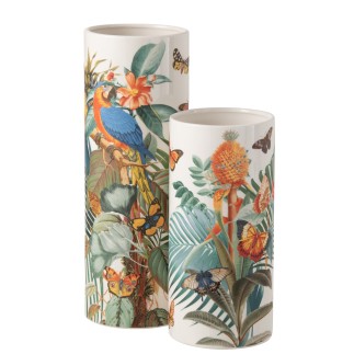Vase papillons en céramique blanche 14x14x40.5 cm