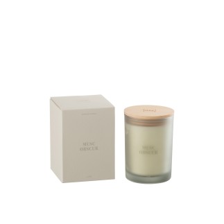 Bougie senteur «Musc Obscur» 52h en paraffine blanche 10.5x10.5x14 cm