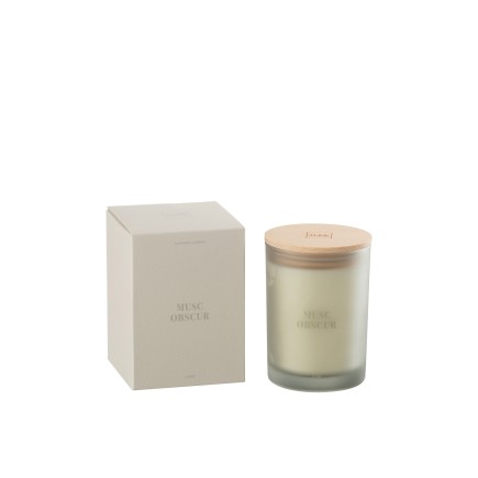 Bougie senteur «Musc Obscur» 52h en paraffine blanche 10.5x10.5x14 cm