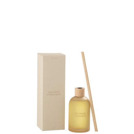Diffuseur d’accords essentiels «Oranger Ensoleillé» 250ml en verre 7.5x7.5x27.5 cm