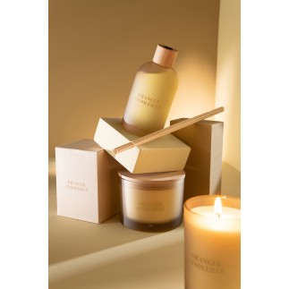 Diffuseur d’accords essentiels «Oranger Ensoleillé» 250ml en verre 7.5x7.5x27.5 cm