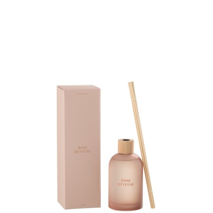 Diffuseur d’accords essentiels «Rose Rêveuse» 250ml en verre 7.5x7.5x27.5 cm