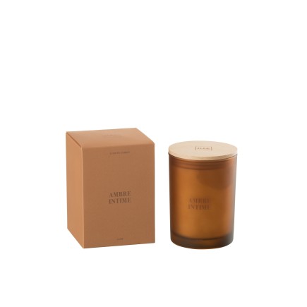 Vela perfumada «Ámbar Íntimo» 52h en parafina blanca 10.5x10.5x14 cm