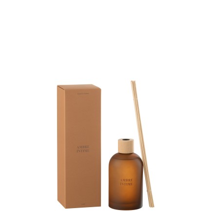 Diffuseur d’accords essentiels «Ambre Intime» 500ml en verre 9.5x9.5x35.5 cm