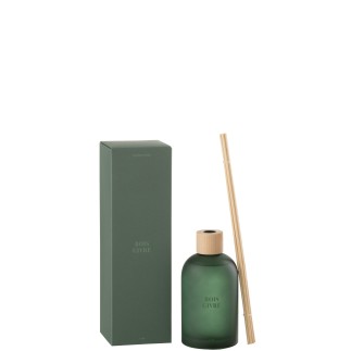 Diffuseur d’accords essentiels «Bois Givré» 250ml en verre 7.5x7.5x27.5 cm
