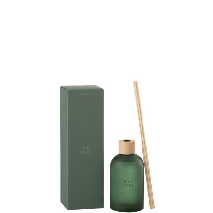 Diffuseur d’accords essentiels «Bois Givré» 250ml en verre 7.5x7.5x27.5 cm