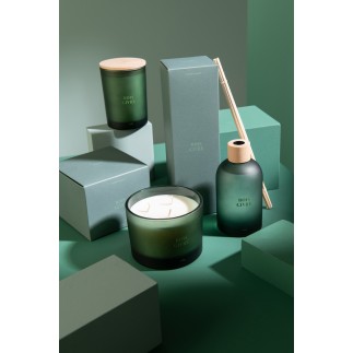 Diffuseur d’accords essentiels «Bois Givré» 250ml en verre 7.5x7.5x27.5 cm