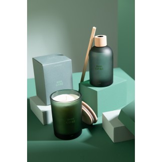 Diffuseur d’accords essentiels «Bois Givré» 250ml en verre 7.5x7.5x27.5 cm