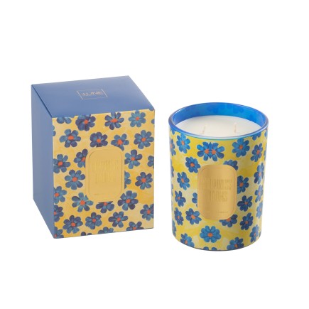 SC CANDLE FLOWERS BLU/YE L-70H