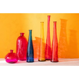 Vase ovale en verre fuchsia 34x34x73 cm