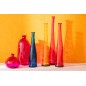 Vase ovale en verre fuchsia 34x34x73 cm