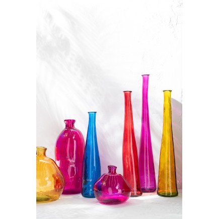 Vase haut en verre jaune 18x18x100 cm